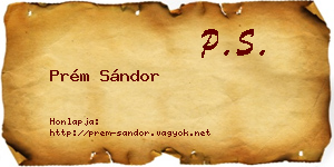 Prém Sándor névjegykártya